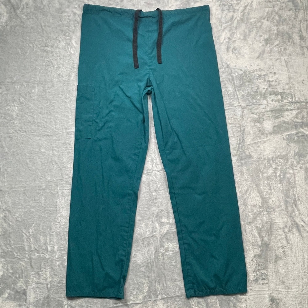 Fashion Seal Healthcare Scrub Pants Unisex Small Regular Teal Drawstring Cargo‎